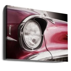 American Classic Car Bel Air 1957 Headlight - Stretched Canvas, Poster Or Fine Art Print(American Classic Car Bel Air 1957 Headlight Stretched Canvas Poster Or Fine Art Print) -Heart Wall Art Store canvas landscape wrap around 2260952