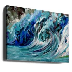 Blue Wawe - Stretched Canvas, Poster Or Fine Art Print(Blue Wawe Stretched Canvas Poster Or Fine Art Print) -Heart Wall Art Store canvas landscape wrap around 2786437