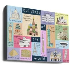 Buildings Of The World Illustrated By Artist Carla Daly - Stretched Canvas, Poster Or Fine Art Print(Buildings Of The World Illustrated By Artist Carla Daly Stretched Canvas Poster Or Fine Art Print) -Heart Wall Art Store canvas landscape wrap around 2890468