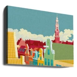 Amsterdam Jordaan Westerkerk - Stretched Canvas, Poster Or Fine Art Print(Amsterdam Jordaan Westerkerk Stretched Canvas Poster Or Fine Art Print) -Heart Wall Art Store canvas landscape wrap around 2898761