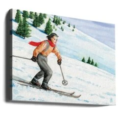 Downhill Skier - Stretched Canvas, Poster Or Fine Art Print(Downhill Skier Stretched Canvas Poster Or Fine Art Print) -Heart Wall Art Store canvas landscape wrap around 2912043