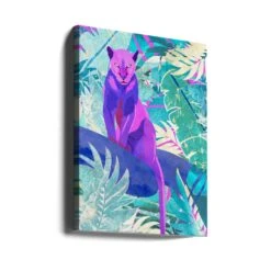 Pink Panther In The Neon Jungle - Stretched Canvas, Poster Or Fine Art Print(Pink Panther In The Neon Jungle Stretched Canvas Poster Or Fine Art Print) -Heart Wall Art Store canvas portrait wrap around 2425723