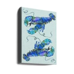 Lobsters On Azure - Stretched Canvas, Poster Or Fine Art Print(Lobsters On Azure Stretched Canvas Poster Or Fine Art Print) -Heart Wall Art Store canvas portrait wrap around 2465099