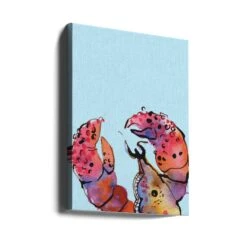 Lobster On Blue - Stretched Canvas, Poster Or Fine Art Print(Lobster On Blue Stretched Canvas Poster Or Fine Art Print) -Heart Wall Art Store canvas portrait wrap around 2465107
