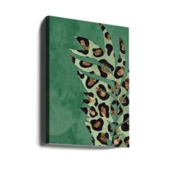 Green Leopard Print Palm Leaf - Stretched Canvas, Poster Or Fine Art Print(Green Leopard Print Palm Leaf Stretched Canvas Poster Or Fine Art Print) -Heart Wall Art Store canvas portrait wrap around 2483752