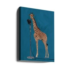 Giraffe Microphone Pink 2 01 - Stretched Canvas, Poster Or Fine Art Print(Giraffe Microphone Pink 2 01 Stretched Canvas Poster Or Fine Art Print) -Heart Wall Art Store canvas portrait wrap around 2508548