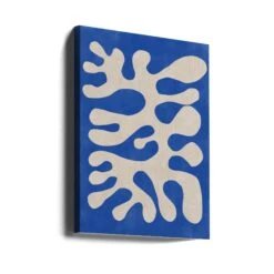 Organic Blue Shapes - Stretched Canvas, Poster Or Fine Art Print(Organic Blue Shapes Stretched Canvas Poster Or Fine Art Print) -Heart Wall Art Store canvas portrait wrap around 2551413