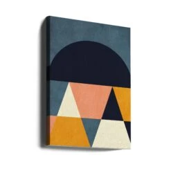 Rainbow Plus ShapesBlue Mustard4 - Stretched Canvas, Poster Or Fine Art Print(Rainbow Plus Shapes Blue Mustard4 Stretched Canvas Poster Or Fine Art Print) -Heart Wall Art Store canvas portrait wrap around 2553034