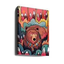 Winter Bear Forest - Stretched Canvas, Poster Or Fine Art Print(Winter Bear Forest Stretched Canvas Poster Or Fine Art Print) -Heart Wall Art Store canvas portrait wrap around 2745483