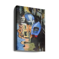 Boats On The Canal - Stretched Canvas, Poster Or Fine Art Print(Boats On The Canal Stretched Canvas Poster Or Fine Art Print) -Heart Wall Art Store canvas portrait wrap around 2786577