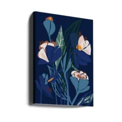 Florals At Night – Modern Illustration - Stretched Canvas, Poster Or Fine Art Print(Florals At Night Modern Illustration Stretched Canvas Poster Or Fine Art Print) -Heart Wall Art Store canvas portrait wrap around 2860390
