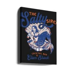 Salty Siren Cocktail Bar & Clam Shack Mermaid - Stretched Canvas, Poster Or Fine Art Print(Salty Siren Cocktail Bar Amp Clam Shack Mermaid Stretched Canvas Poster Or Fine Art Print) -Heart Wall Art Store canvas portrait wrap around 2884785
