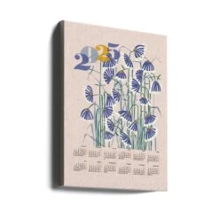 Calendar 2025 Linocut Flowers Peachy Pastel - Stretched Canvas, Poster Or Fine Art Print(Calendar 2025 Linocut Flowers Peachy Pastel Stretched Canvas Poster Or Fine Art Print) -Heart Wall Art Store canvas portrait wrap around 2910810