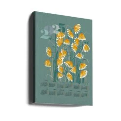 Calendar 2025 Linocut Flowers Green - Stretched Canvas, Poster Or Fine Art Print(Calendar 2025 Linocut Flowers Green Stretched Canvas Poster Or Fine Art Print) -Heart Wall Art Store canvas portrait wrap around 2910812