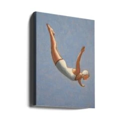 Blue Grey Diver - Stretched Canvas, Poster Or Fine Art Print(Blue Grey Diver Stretched Canvas Poster Or Fine Art Print) -Heart Wall Art Store canvas portrait wrap around 2912033