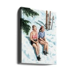 Two Skiers Sunbathing - Stretched Canvas, Poster Or Fine Art Print(Two Skiers Sunbathing Stretched Canvas Poster Or Fine Art Print) -Heart Wall Art Store canvas portrait wrap around 2912042