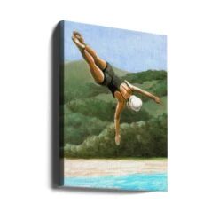 Diver Above River - Stretched Canvas, Poster Or Fine Art Print(Diver Above River Stretched Canvas Poster Or Fine Art Print) -Heart Wall Art Store canvas portrait wrap around 2912052