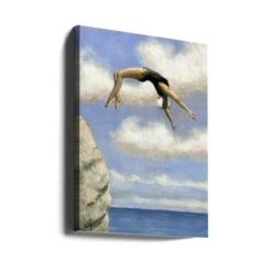 Diver And Rock - Stretched Canvas, Poster Or Fine Art Print(Diver And Rock Stretched Canvas Poster Or Fine Art Print) -Heart Wall Art Store canvas portrait wrap around 2912057