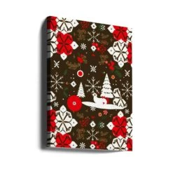 Snowy Festivities Pattern - Stretched Canvas, Poster Or Fine Art Print(Snowy Festivities Pattern Stretched Canvas Poster Or Fine Art Print) -Heart Wall Art Store canvas portrait wrap around 2980788