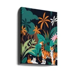 Tropical Tiger Trio - Stretched Canvas, Poster Or Fine Art Print(Tropical Tiger Trio Stretched Canvas Poster Or Fine Art Print) -Heart Wall Art Store canvas portrait wrap around 2998646