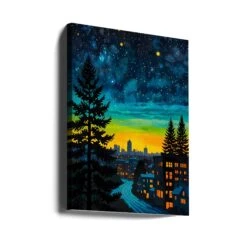 Urban Twilight Glow - Stretched Canvas, Poster Or Fine Art Print(Urban Twilight Glow Stretched Canvas Poster Or Fine Art Print) -Heart Wall Art Store canvas portrait wrap around 3089093