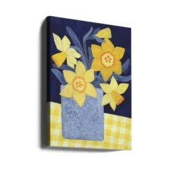 Daffodils With Yellow Gingham - Stretched Canvas, Poster Or Fine Art Print(Daffodils With Yellow Gingham Stretched Canvas Poster Or Fine Art Print) -Heart Wall Art Store canvas portrait wrap around 3167128