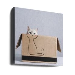 Cat In The Box - Square Stretched Canvas, Poster Or Fine Art Print(Cat In The Box Square Stretched Canvas Poster Or Fine Art Print) -Heart Wall Art Store canvas square wrap around 1863064