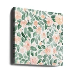 Miriam Flowers In Coral - Square Stretched Canvas, Poster Or Fine Art Print(Miriam Flowers In Coral Square Stretched Canvas Poster Or Fine Art Print) -Heart Wall Art Store canvas square wrap around 2436727