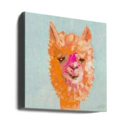 Orange Alpaca - Square Stretched Canvas, Poster Or Fine Art Print(Orange Alpaca Square Stretched Canvas Poster Or Fine Art Print) -Heart Wall Art Store canvas square wrap around 2618756
