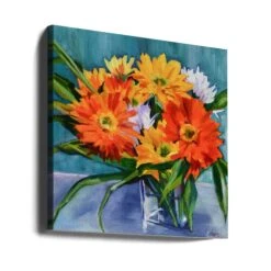 Flowers In Vase - Square Stretched Canvas, Poster Or Fine Art Print(Flowers In Vase Square Stretched Canvas Poster Or Fine Art Print) -Heart Wall Art Store canvas square wrap around 2786462