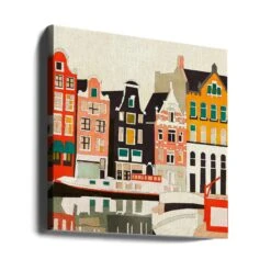 Amsterdam, Netherlands Houses 3 - Square Stretched Canvas, Poster Or Fine Art Print(Amsterdam Netherlands Houses 3 Square Stretched Canvas Poster Or Fine Art Print) -Heart Wall Art Store canvas square wrap around 2839424