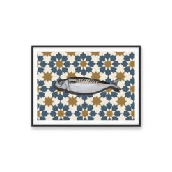 Kitchen Still Life V - Patterned Fish Stretched Canvas Or Wall Art Print(Kitchen Still Life V Patterned Fish Stretched Canvas Or Wall Art Print) -Heart Wall Art Store kitchenstilllifeVblackframe1