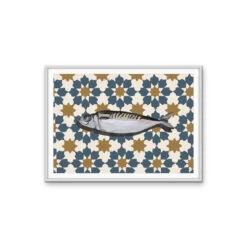 Kitchen Still Life V - Patterned Fish Stretched Canvas Or Wall Art Print(Kitchen Still Life V Patterned Fish Stretched Canvas Or Wall Art Print) -Heart Wall Art Store kitchenstilllifeVwhiteframe1