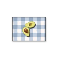 Kitchen Still Life XIV - Blue Gingham Avocado, Stretched Canvas Or Wall Art Print(Kitchen Still Life Xiv Blue Gingham Avocado Stretched Canvas Or Wall Art Print) -Heart Wall Art Store kitchenstilllifeXIVblackframe2
