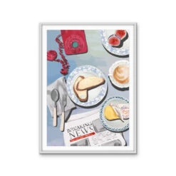 Kitchen Still Life X - Breaking News, Stretched Canvas Or Wall Art Print(Kitchen Still Life X Breaking News Stretched Canvas Or Wall Art Print) -Heart Wall Art Store kitchenstilllifeXwhiteframe1