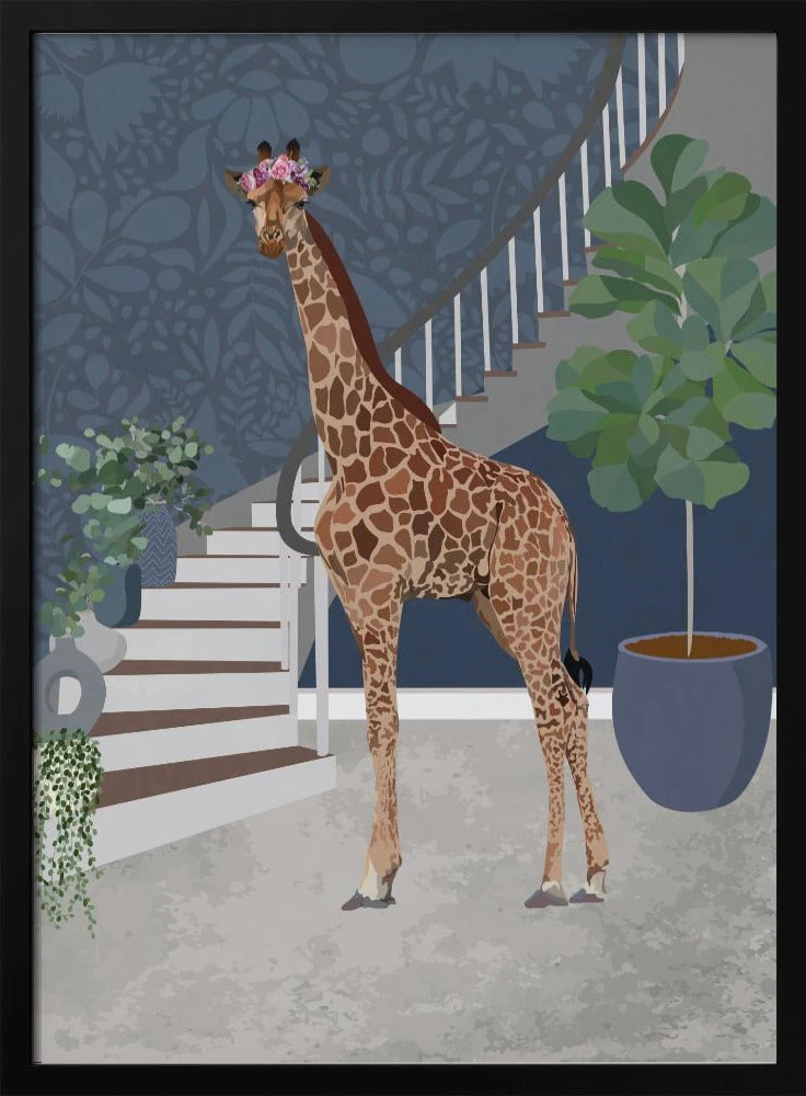 Giraffe By The Stairs - Stretched Canvas, Poster Or Fine Art Print(Giraffe By The Stairs Stretched Canvas Poster Or Fine Art Print) 1 Giraffe By The Stairs - Stretched Canvas, Poster Or Fine Art Print(Giraffe By The Stairs Stretched Canvas Poster Or Fine Art Print)