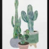 Scandi Japandi Cactus Trio - Stretched Canvas, Poster Or Fine Art Print(Scandi Japandi Cactus Trio Stretched Canvas Poster Or Fine Art Print)