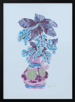 Blooming Vase In Blue - Stretched Canvas, Poster Or Fine Art Print(Blooming Vase In Blue Stretched Canvas Poster Or Fine Art Print)