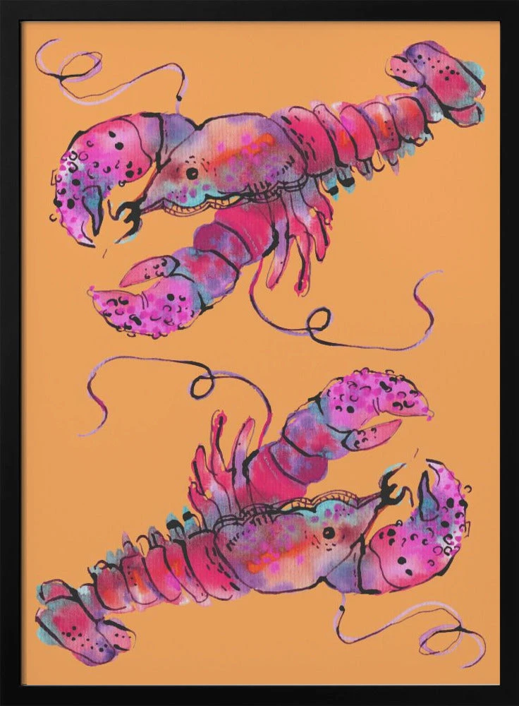 Lobsters On Orange - Stretched Canvas, Poster Or Fine Art Print(Lobsters On Orange Stretched Canvas Poster Or Fine Art Print) 1 Lobsters On Orange - Stretched Canvas, Poster Or Fine Art Print(Lobsters On Orange Stretched Canvas Poster Or Fine Art Print)