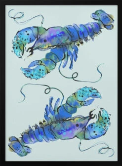 Lobsters On Azure - Stretched Canvas, Poster Or Fine Art Print(Lobsters On Azure Stretched Canvas Poster Or Fine Art Print)