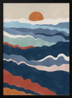 Abstract Landscape With Layered Waves - Stretched Canvas, Poster Or Fine Art Print(Abstract Landscape With Layered Waves Stretched Canvas Poster Or Fine Art Print)