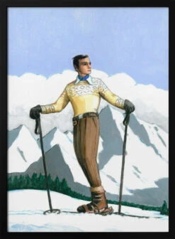 Skier Enjoying The View - Stretched Canvas, Poster Or Fine Art Print(Skier Enjoying The View Stretched Canvas Poster Or Fine Art Print)
