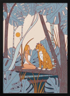 The Girl And The Leopard - Stretched Canvas, Poster Or Fine Art Print(The Girl And The Leopard Stretched Canvas Poster Or Fine Art Print)