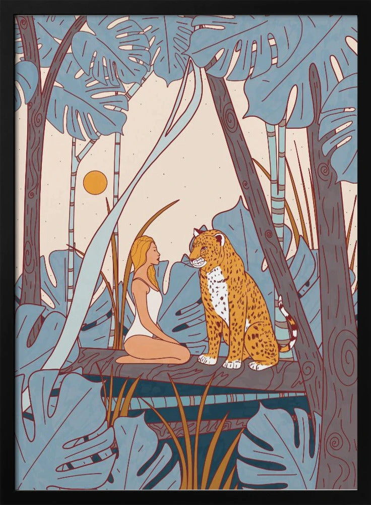 The Girl And The Leopard - Stretched Canvas, Poster Or Fine Art Print(The Girl And The Leopard Stretched Canvas Poster Or Fine Art Print) 1 The Girl And The Leopard - Stretched Canvas, Poster Or Fine Art Print(The Girl And The Leopard Stretched Canvas Poster Or Fine Art Print)