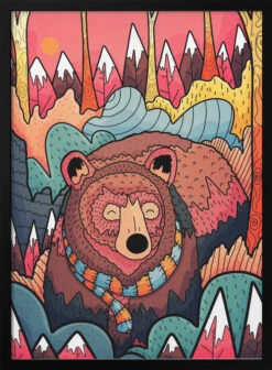 Winter Bear Forest - Stretched Canvas, Poster Or Fine Art Print(Winter Bear Forest Stretched Canvas Poster Or Fine Art Print)