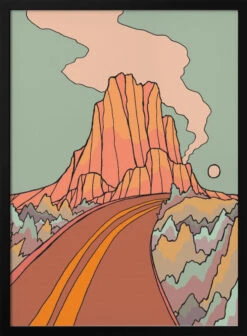 Road Past The Mountain - Stretched Canvas, Poster Or Fine Art Print(Road Past The Mountain Stretched Canvas Poster Or Fine Art Print)