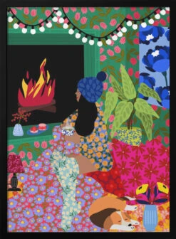 Rafaela Mascaro's Print Number 104 Relaxing In Front Of My Fireplace - Stretched Canvas, Poster Or Fine Art Print(9933x14043 Din 104 Relaxing In Front Of My Fireplace Stretched Canvas Poster Or Fine Art Print)