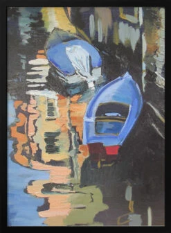 Boats On The Canal - Stretched Canvas, Poster Or Fine Art Print(Boats On The Canal Stretched Canvas Poster Or Fine Art Print)