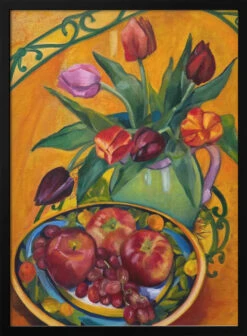 Fruit And Flowers - Stretched Canvas, Poster Or Fine Art Print(Fruit And Flowers Stretched Canvas Poster Or Fine Art Print)