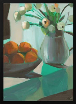 Oranges And White Ranunculus - Stretched Canvas, Poster Or Fine Art Print(Oranges And White Ranunculus Stretched Canvas Poster Or Fine Art Print)